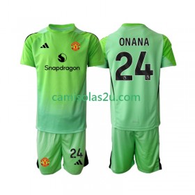 Camisolas de futebol Manchester United Andre Onana 24 Guarda Redes Criança Equipamento Quarto 2025/26 Manga Curta
